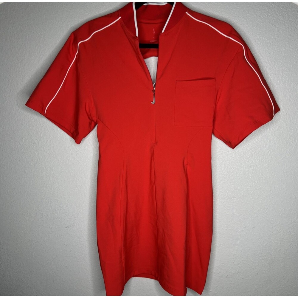 Nike x Jacquemus Red Short Sleeve Mini Body Con Dress Size Medium White Piping - Picture 2 of 14